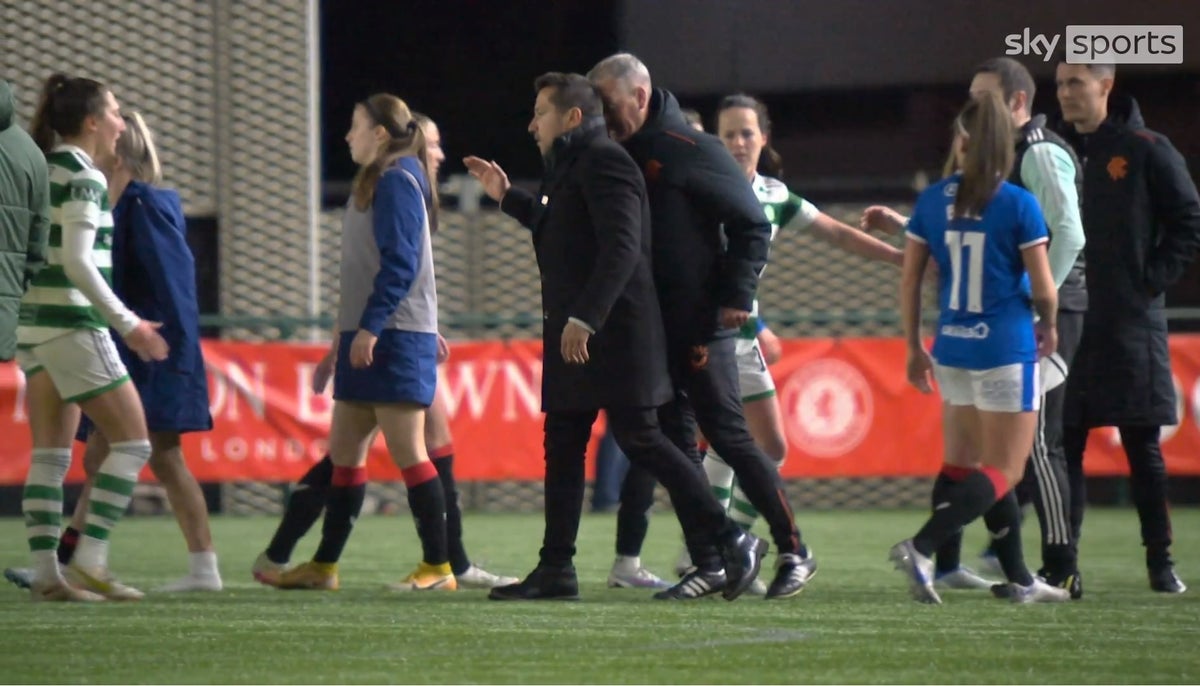 Celtic coach Fran Alonso reacts after headbutt from…